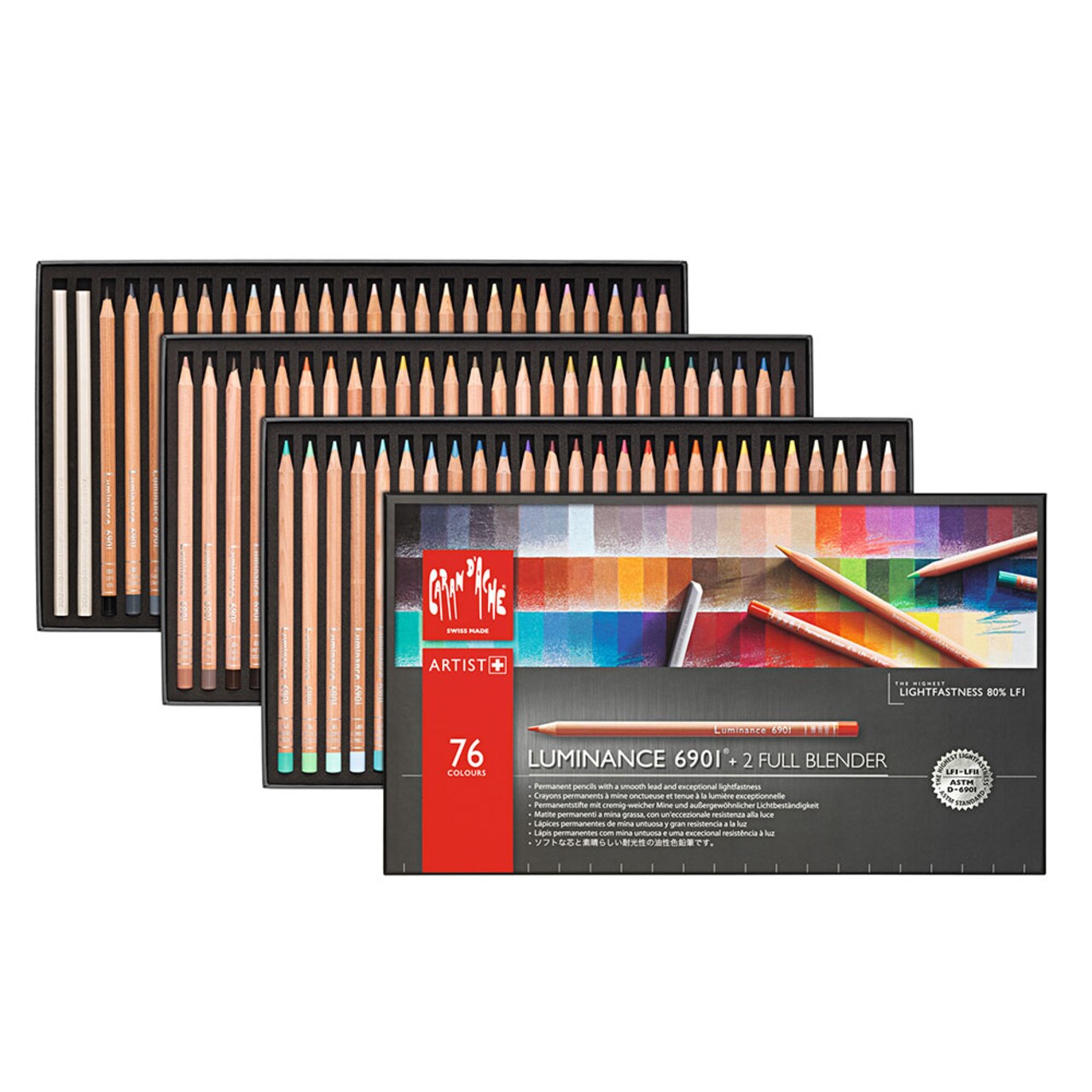 Caran D'Ache Color Pencil Set - Luminance 6901 Lightfast Colored Pencil Set of 72 Assorted Colors